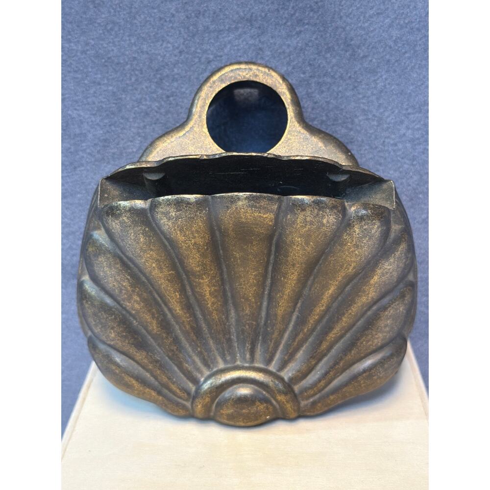 Antique Cast Metal Sea Shell Mini Lamp Base Vintage Scalloped Lamp Base Parts